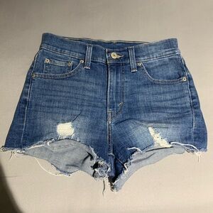 Levi's Blue Jean Shorts Distressed Frayed Hem